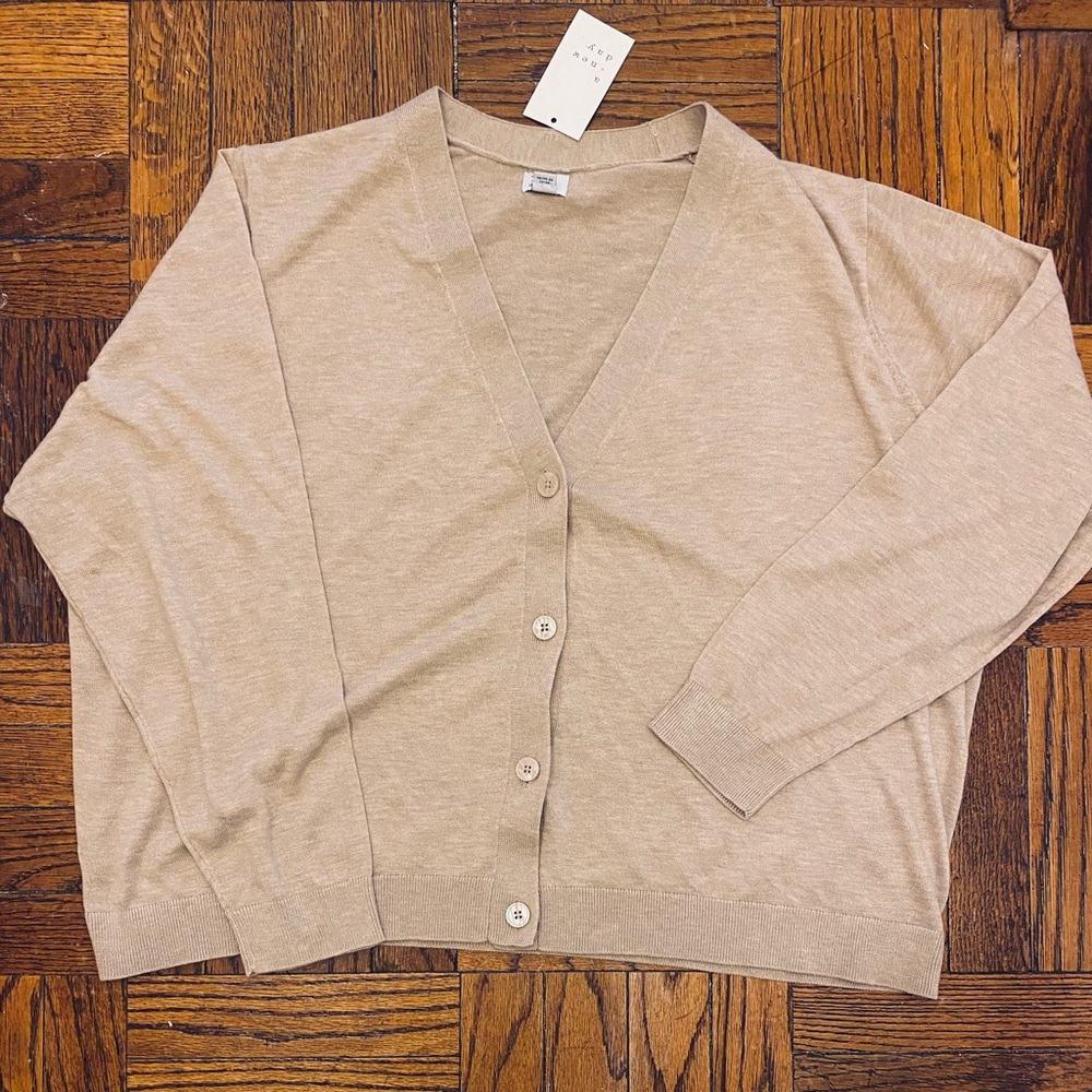 Beige Button-Up Cardigan by A.New.Day